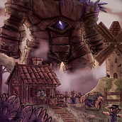 Mountaintop: Cover for TTRPG. Un projet de Illustration éditoriale, Dessin numérique, Peinture numérique, Art conceptuel, Stor, telling , et Conception d'affiches de Diego Dos Santos - 04.05.2024