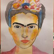 Frida in watercolor. Pintura projeto de Stephania Cagua - 02.07.2019