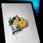 a pumpkin with skull . Design, Ilustrație tradițională și Design tatuaj de Andrea Skl - 05.06.2024