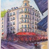 My project for course: Architectural Sketching with Watercolor and Ink. Projekt z dziedziny Sketching,  R, sunek, Malowanie akwarelą,  R, sunek architektoniczn, Sketchbook,  R i sunek atramentem użytkownika Juliana Buglia - 03.05.2024