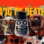 ABC OF 3DEATH (3D HORROR MOVIE FACES). Un proyecto de 3D, Ilustración tradicional, Diseño de personajes 3D e Ilustración digital de Jim Palacio - 31.10.2023