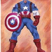 Captain America: Character Illustration with Acrylic. Traditional illustration, Character Design, Painting, Comic, Acr, and lic Painting project by Daniel Allen - 05.08.2024