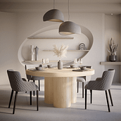 3D Furniture Visualization: Dining Rooms. 3D Design, Modelagem 3D, e Design e fabricação de móveis projeto de Virginia Schuk - 09.05.2024