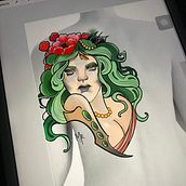 Meu projeto do curso: Design de tatuagem neotradicional. Un progetto di Disegno, Illustrazione digitale, Design di tatuaggi e Disegno digitale di mrcesar - 08.05.2024