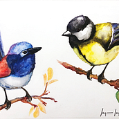 Dos pajaritos Ein Projekt aus dem Bereich Aquarellmalerei und Traditionelle Illustration von Jorge Javier Cruz Florín - 13.05.2024