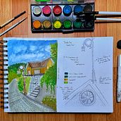 Mi proyecto del curso: Cuaderno de viaje en acuarela. Un proyecto de Ilustración tradicional, Pintura a la acuarela, Ilustración arquitectónica, Sketchbook, Fotografía y Arquitectura de ERIKA PEREA SOLORZANO - 14.05.2024