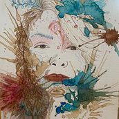 Meu projeto do curso: Retrato experimental com tinta, álcool e chá. Fine Arts, Painting, Drawing & Ink Illustration project by Érica Vargas - 05.13.2024