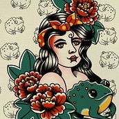 My project for course: Design Old-School Tattoos in Procreate Ein Projekt aus dem Bereich Zeichnung, Digitale Illustration und Tattoodesign von Linda van den Heuvel - 16.05.2024