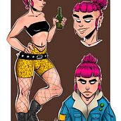Punky girl (proyecto personal). Un proyecto de Diseño de personajes, Ilustración digital, Ilustración editorial, Cómic, Dibujo anatómico, Dibujo digital y Diseño de vestuario de Noemí Ibáñez Alcaraz - 21.05.2024