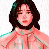 Ilustración digital - Chica bajo la lluvia. Un proyecto de Ilustración digital de Valentina Prieto - 22.05.2024
