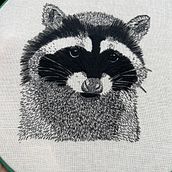 Mi proyecto del curso: Dibujo con hilo - Mapache. Een project van Traditionele illustratie,  Tekening, Borduurwerk, Realistische tekening, Textiel y Textielontwerp van vanessa_ardila_m - 16.05.2024