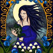 Woman with Lily of the valley . Un proyecto de Ilustración tradicional, Bellas Artes, Ilustración digital, Dibujo de Retrato, Dibujo artístico, Dibujo digital y Pintura digital de shereena - 28.05.2024