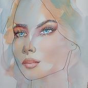 Mon projet du cours : Portrait artistique à l’aquarelle. Projekt z dziedziny  Sztuki piękne,  Malarstwo, Malowanie akwarelą i Portret użytkownika Jean WEISE - 29.05.2024