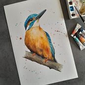 Mi proyecto del curso: Acuarela artística para ilustración de aves. Traditional illustration, Watercolor Painting, Realistic Drawing, and Naturalistic Illustration project by lucreciaxb - 05.29.2024