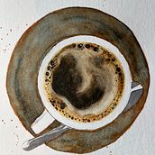 Cup of coffee. Watercolor Painting, and Traditional illustration project by Kate Alexandra Price - 05.31.2024