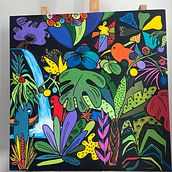 Mon projet du cours : Initiation à la peinture acrylique : créez une toile tropicale. Painting, Pattern Design, Acr, and lic Painting project by tlaurent.perso - 05.31.2024