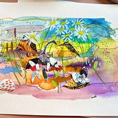 Mein Abschlussprojekt für den Kurs: Illustrationstechniken zum Lösen kreativer Blockaden. Painting, Creativit, and Creating with Kids project by katharina_wall_1 - 06.01.2024