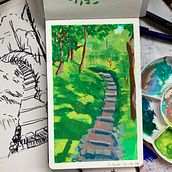 My project for course: Landscape Painting with Gouache for Beginners. Fine Arts, Painting, Naturalistic Illustration, and Gouache Painting project by K Clark - 06.01.2024