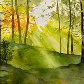 My project for course: Dreamy Watercolor Landscapes: Paint with Light. Un progetto di Pittura e Pittura ad acquerello di kishimotoyumiko1 - 02.06.2024