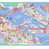 Isometric Map Illustration: MIAMI . Traditional illustration, Infographics, Drawing, Digital Illustration, and Digital Painting project by Paroczai Laszlo - 06.02.2024