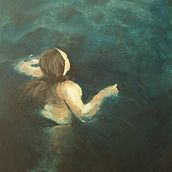 Female figure in water. Een project van  Beeldende kunst, Schilderij, Anatomisch tekenen,  Acr y lschilderij van Claire-Jane Oliver - 04.06.2024