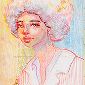 Dibujo de retratos llamativos con lápices de colores. Drawing, Portrait Drawing, Sketchbook, and Colored Pencil Drawing project by As Chaires - 05.30.2024