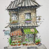 Mon projet du cours : Esquisses d'architecture expressives aux feutres de couleur. Sketching, Drawing, Architectural Illustration, Sketchbook & Ink Illustration project by Harold Vernhes - 06.06.2024