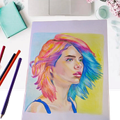 Mi proyecto del curso: Dibujo de retratos llamativos con lápices de colores. Un proyecto de Dibujo, Dibujo de Retrato, Sketchbook y Dibujo con lápices de colores de Jackie Anguiano - 07.06.2024