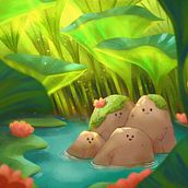 Family of rocks | My project for course: Atmospheric Scenes in Procreate: Paint with Color and Light. Digital Illustration project by Ula Marzec - 06.12.2024