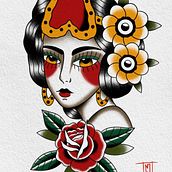 Mi proyecto del curso: Diseño de tatuajes estilo old school en Procreate. Een project van  Tekening, Digitale illustratie y  Tatoeageontwerp van Moki - 12.06.2024