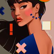 My project for course: Digital Portraits in Procreate with Graphical Elements. Digital Illustration, Portrait Drawing, and Figure Drawing project by Catherine Calero Jacobsen - 06.13.2024