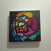 León Valiente - Pintura Acrílica / Brave Lion - Acrylic Painting. Acr, and lic Painting project by Lorena Castellanos Coy - 06.15.2024