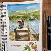 My project for course: Watercolor Travel Journal. Ilustração tradicional, Pintura em aquarela, Ilustração arquitetônica, e Sketchbook projeto de Sarah Gobey - 17.06.2024