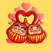 Yokai Cats in love . Un proyecto de Ilustración tradicional, Marketing, Ilustración digital, Dibujo digital y Business de Belén Ramírez Orozco - 09.06.2024