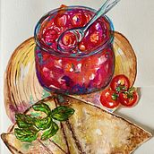 Mi proyecto del curso:  Ilustración gastronómica con acuarela. Traditional illustration, Fine Arts, Painting, Watercolor Painting, and Design project by Alma Creusot - 06.20.2024