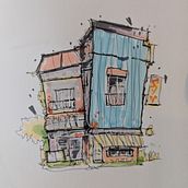 Mon projet du cours : Esquisses d'architecture expressives aux feutres de couleur. Sketching, Drawing, Architectural Illustration, Sketchbook & Ink Illustration project by jo_mc972 - 06.22.2024