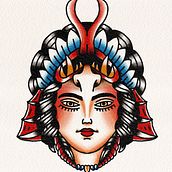 Oldschool tattoo with a spitshade vibe. Een project van  Tekening, Digitale illustratie y  Tatoeageontwerp van Mads Madison - 23.06.2024