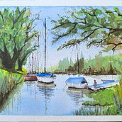 Mein Abschlussprojekt für den Kurs: Wasserlandschaften in Aquarell malen . Lukisan, Lukisan Cat Air & Ilustrasi Naturalistik proyek oleh Silke Schmitt - 06.22.2024