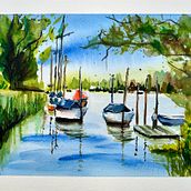 Mein Abschlussprojekt für den Kurs: Wasserlandschaften in Aquarell malen. Painting, Watercolor Painting, and Naturalistic Illustration project by katja.f.emmrich - 06.24.2024