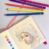 Mi proyecto del curso: Dibujo de retratos llamativos con lápices de colores. Drawing, Portrait Drawing, Sketchbook, and Colored Pencil Drawing project by Fernanda Seguel - 06.25.2024