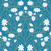 Chamomile pattern - Teal. Een project van Patroonontwerp van LISA DAE - 31.05.2024