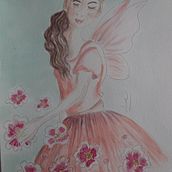 Hadyta de las flores.. Traditional illustration, Painting, Drawing, Digital Illustration, and Watercolor Painting project by Annita R. - 06.27.2024