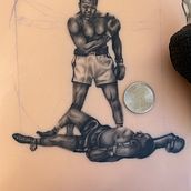 Tattoo Project | Muhammad Ali, Deer, Jackalope. Tattoo Design project by Austin Pickett - 06.28.2024