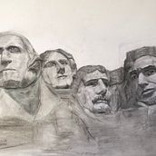 Sculptures on a mountain in South Dakota. Un proyecto de Ilustración tradicional, Bellas Artes, Dibujo, Dibujo de Retrato, Dibujo realista y Dibujo artístico de mihyun - 29.06.2024