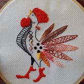 Mi proyecto del curso: Técnicas de bordado: ilustrando con hilo y aguja (gallo). Un projet de Broderie , et Design textile de Sandra Uribe Pérez - 29.06.2024