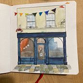 Mijn project van de cursus: Stadsbeeld in aquarel: breng je stad in beeld. Un proyecto de Pintura, Dibujo, Pintura a la acuarela e Ilustración arquitectónica de karin_882115 - 30.06.2024