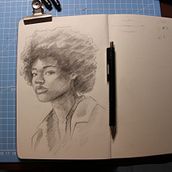 Mi proyecto del curso: Cuaderno de retratos a línea con grafito. Fine Arts, Sketching, Drawing, Portrait Drawing, and Sketchbook project by Nicol Estares - 07.02.2024
