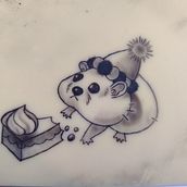 un hamster comiendo tartita <3. Tattoo Design project by dinoseastar - 07.04.2024