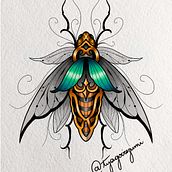 Meu projeto do curso: Design de tatuagem com efeitos dourados no Procreate. Un projet de Illustration traditionnelle, Illustration numérique , et Conception de tatouage de tyagoirezumi - 05.07.2024