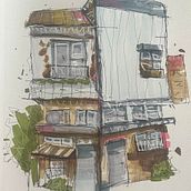 My project for course: Expressive Architectural Sketching with Colored Markers. Projekt z dziedziny Sketching,  R, sunek,  R, sunek architektoniczn, Sketchbook,  R i sunek atramentem użytkownika Alanis Courington - 05.07.2024